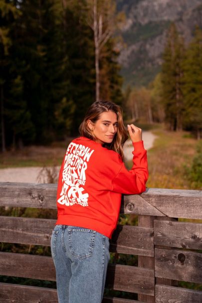 Roter Pullover "let's grow together"