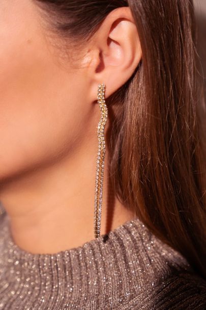 Universe long earrings with double rhinestone