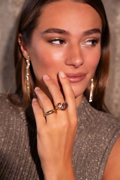Universe Statement-Ring mit Herz und bunten Steinen