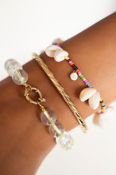 Sunchasers gold beaded bracelet with seashells