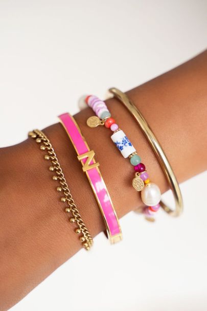 Fuchsia initial bracelet