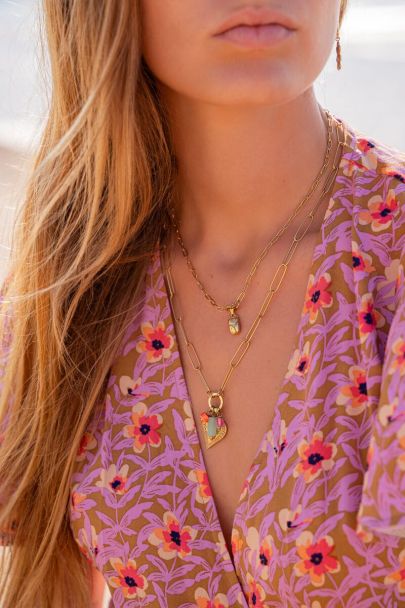 Sunchasers chain necklace with heart & colourful charms