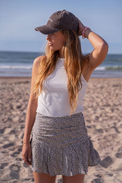 Zwarte skort met witte print 