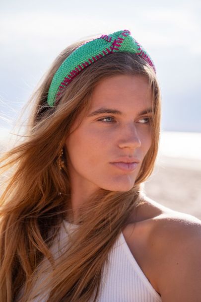 Zigzag green print headband