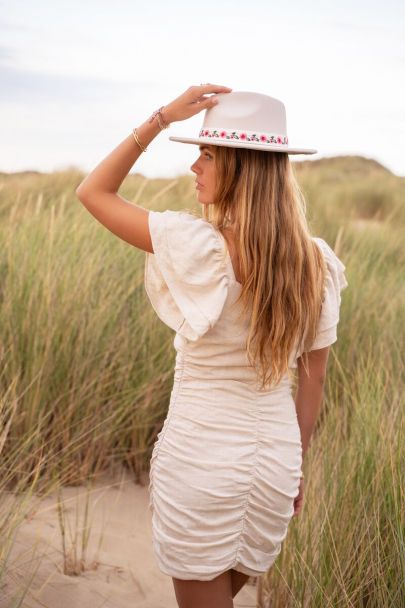 Beige ruffled dress