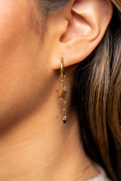 Universe hoop earrings with star and chain