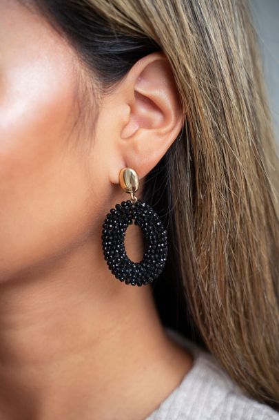 Statement earrings with black rhinestones