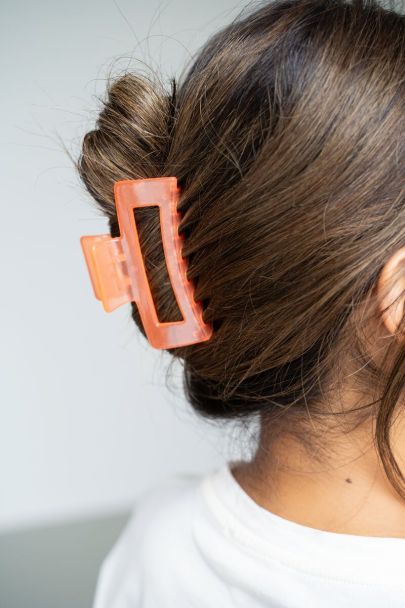Set of brown, lime & orange hair clips