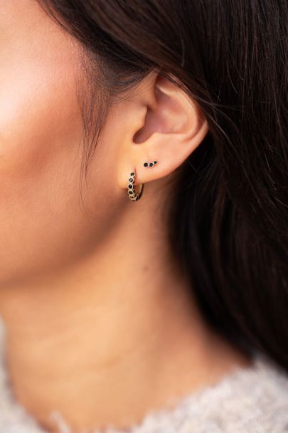 Universe hoop earrings with black rhinestones