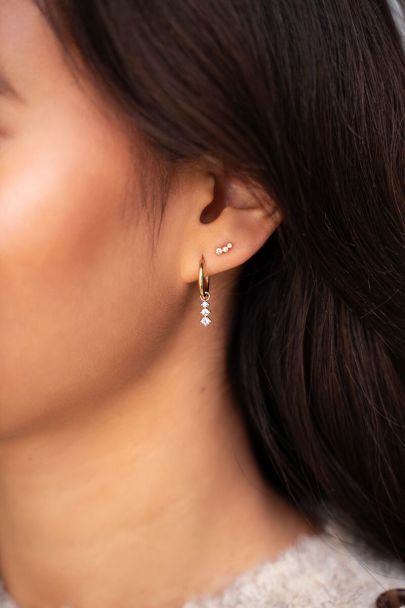Universe hoop earrings with three rhinestones
