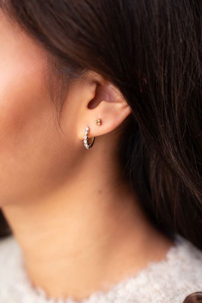 Universe hoop earrings with silver rhinestones