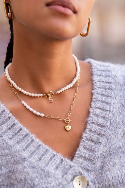 Gliederkette mit Perlen & Herz