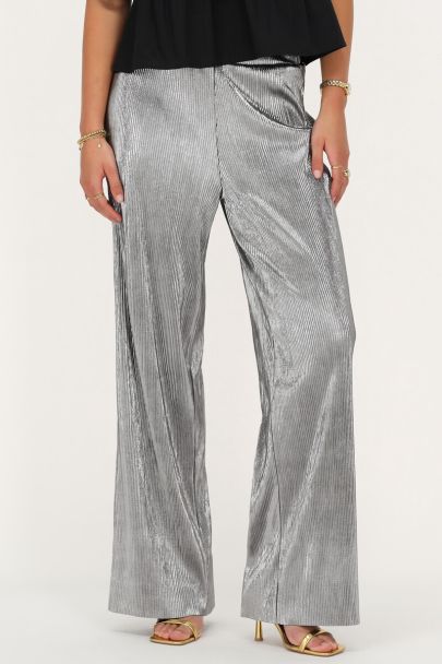Silver coloured pleated trousers