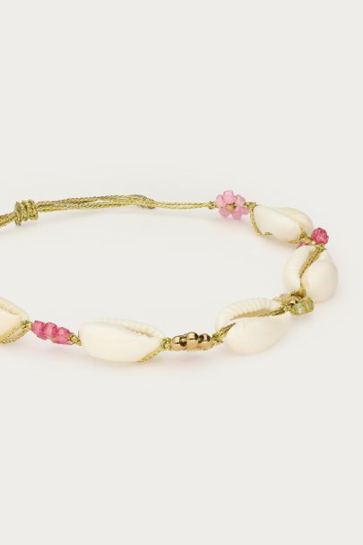 Bracelet de cheville fleurs et coquillages