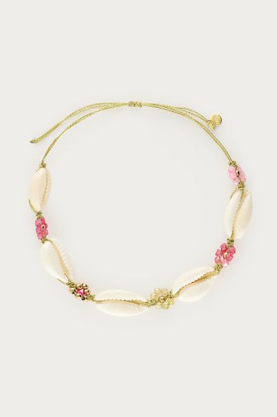 Bracelet de cheville fleurs et coquillages