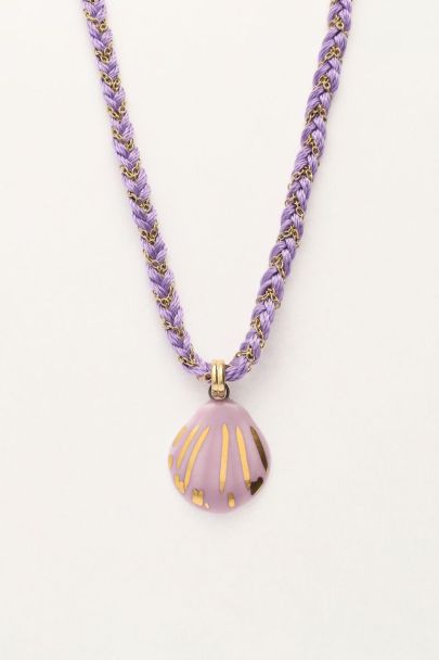 Art lilac braided cord necklace with shell | My Jewellery