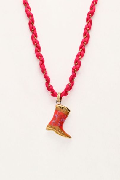 Art pink cord necklace with western boot | My Jewellery