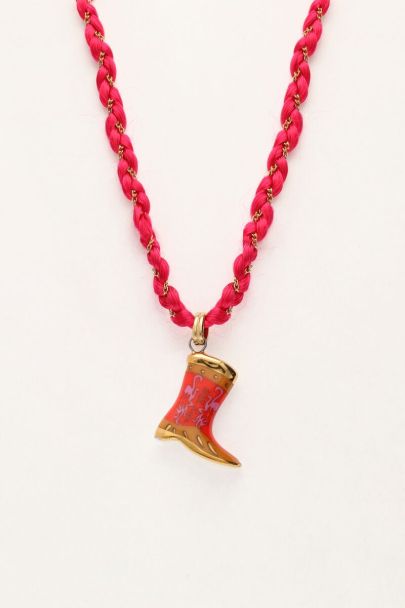 Art rode koord ketting met western boot