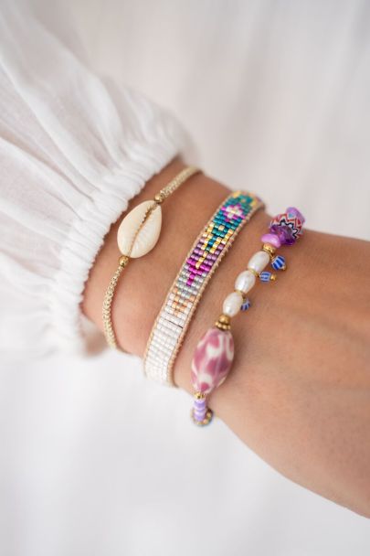 Art purple beaded bracelet