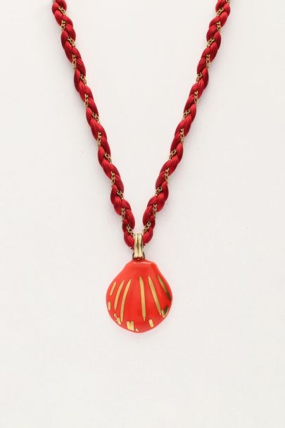 Art red braided cord necklace with shell | My Jewellery