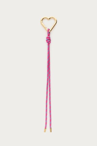 Bag charm with pink cord