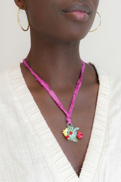 Bandana necklace with fish pendant