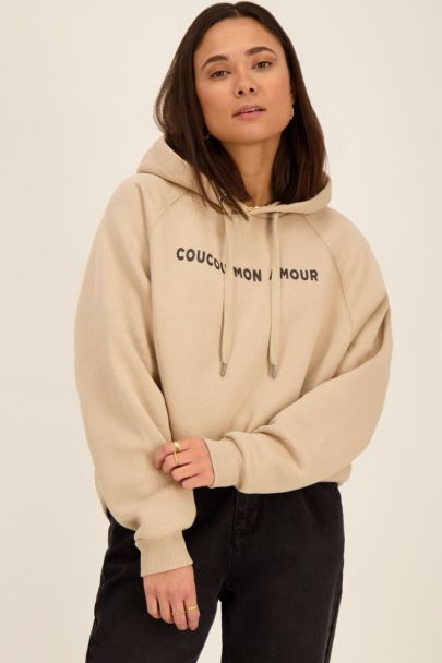 Sweat à capuche beige « Au Revoir »