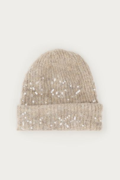 Bonnet beige à paillettes
