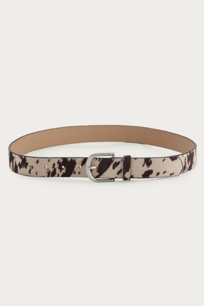 Beige riem met koeienprint