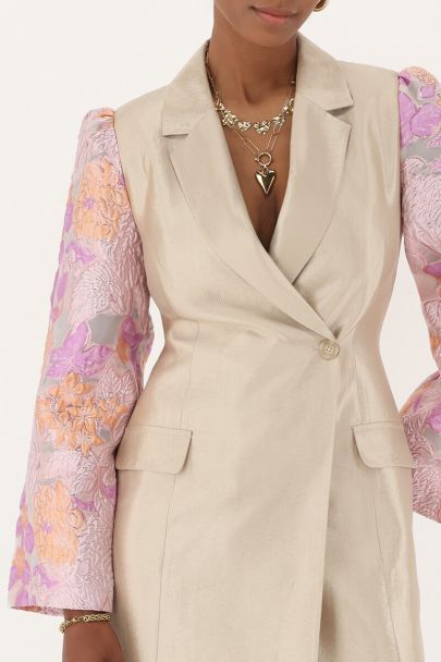 Robe blazer beige à manches larges