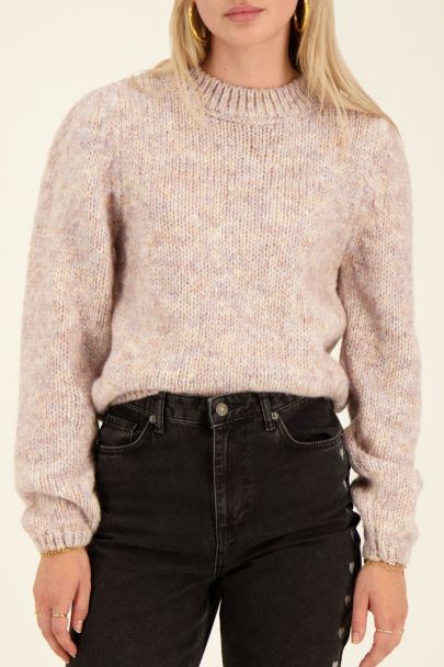 Beige knit sweater with color blend