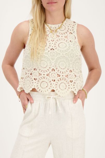 Top en crochet beige