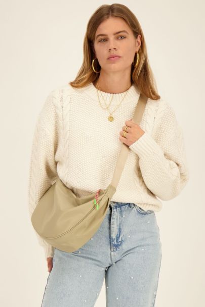 Beige große Crossbody-Tasche