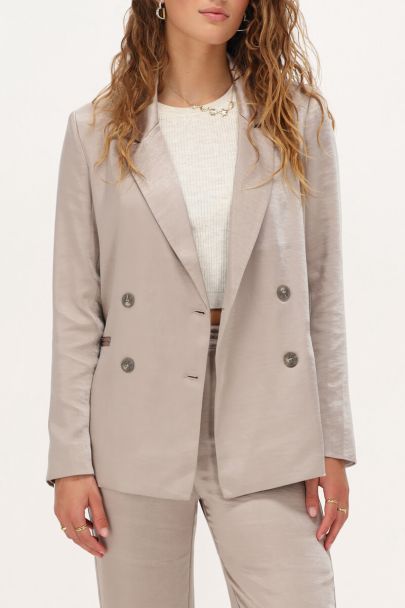 Blazer croisé beige satiné