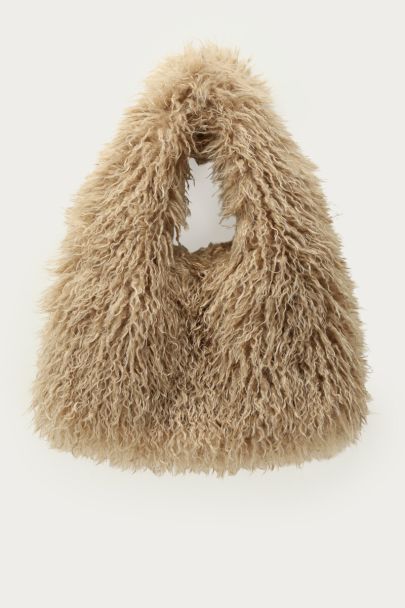 Beige faux fur shopper
