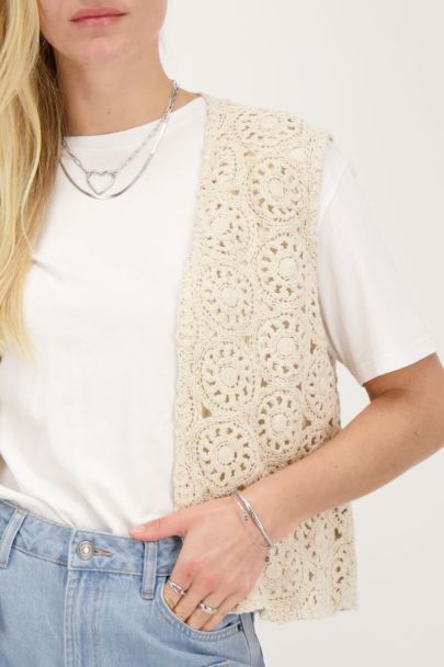 Beige crochet gilet