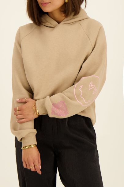 Beige hoodie Ciao Bella pink