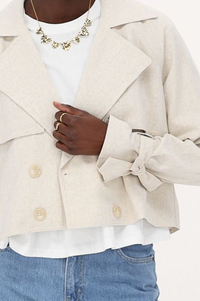 Beige Jacke in Leinenoptik