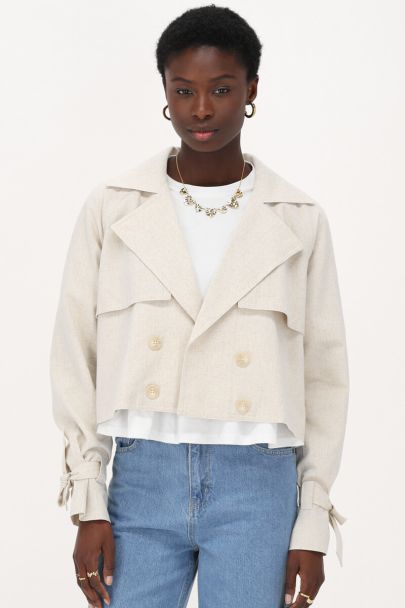 Beige Jacke in Leinenoptik