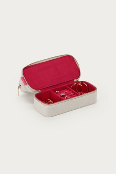 Boîte à bijoux et trousse de toilette en lin beige