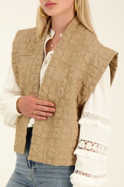 Beige quilted waistcoat