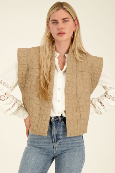 Beige quilted waistcoat