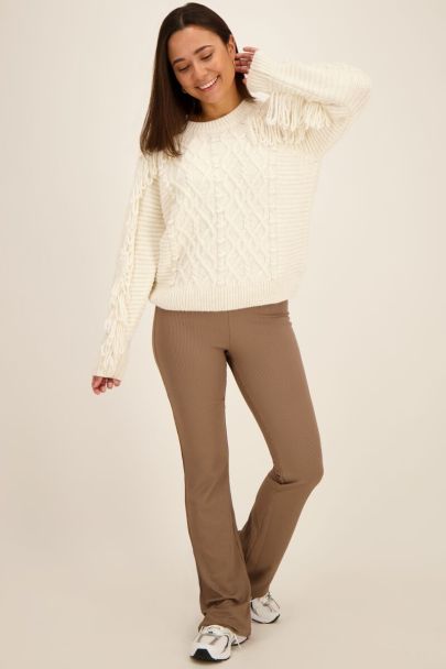 Pantalon flared marron à fente
