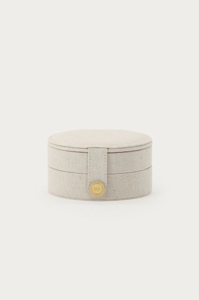 Beige round jewellery box 