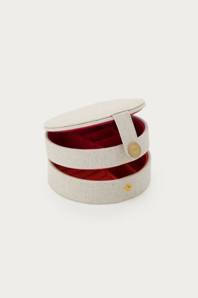 Beige round jewellery box 