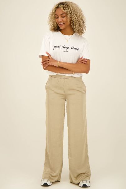 Beige satijnen broek