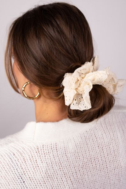 Chouchou beige avec broderie