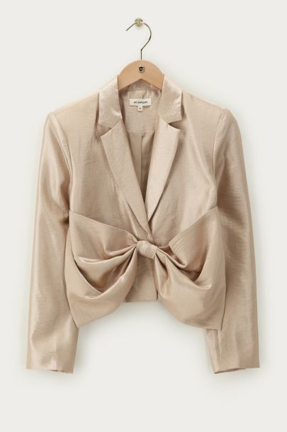 Goudkleurige korte blazer met strik