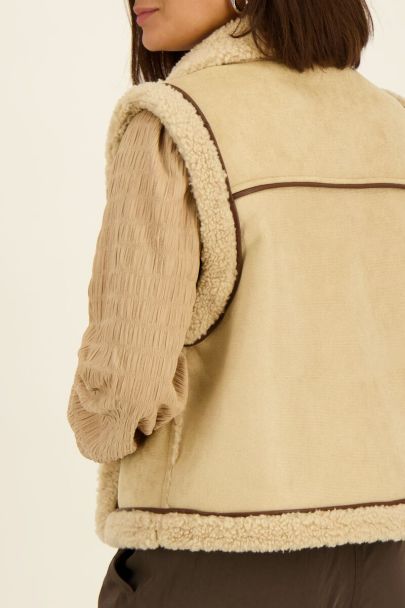 Beige teddy gilet tweezijdig