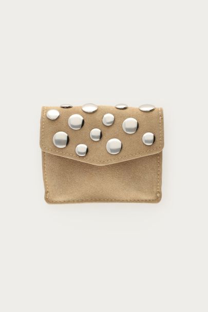 Portefeuille beige avec clous